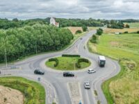 Det første spadestik til motorvejen bliver taget ved rundkørslen i Tømmerup. Foto: Vejdirektoratet