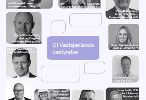 Sådan ser DI Vestsjællands bestyrelse efter generalforsamlingen. DI Vestsjælland dækker kommunerne Slagelse, Kalundborg, Holbæk, Odsherred, Sorø og Ringsted. Credit: DI Vestsjælland